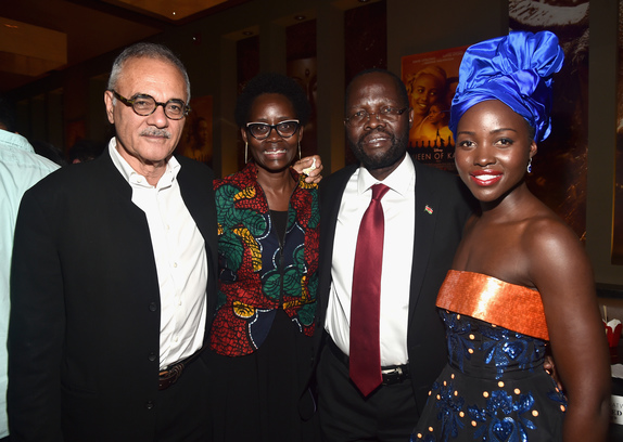 (L-R) Mahmood Mamdani, Dorothy Nyong'o, Peter Anyang' Nyong'o and actress Lupita Nyong'o at the world premiere of Disney’s “Queen of Katwe” at Roy Thompson Hall 